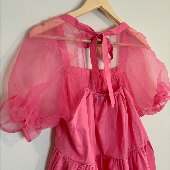 Pomander Place pink puff sleeve blouse - Picture 7 of 9